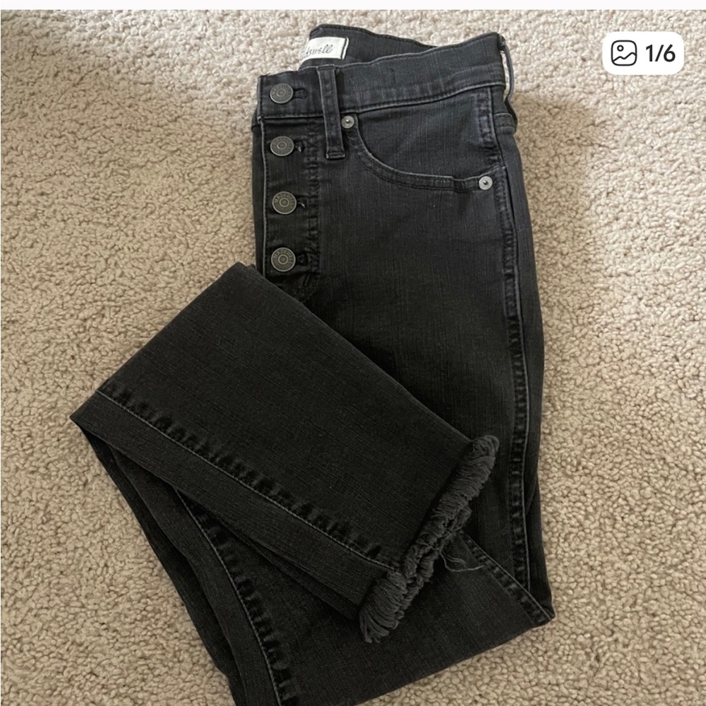 Madewell High Rise Black Jeans with Button Detail